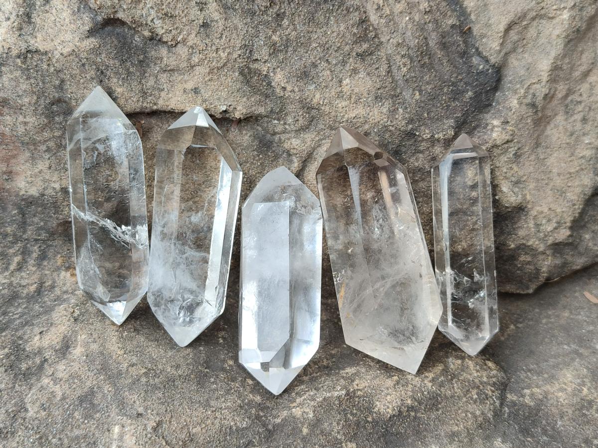 Polished Double Terminated Clear Quartz Jewellery Crystals x 35 From Madagascar - Toprock Gemstones and Minerals 