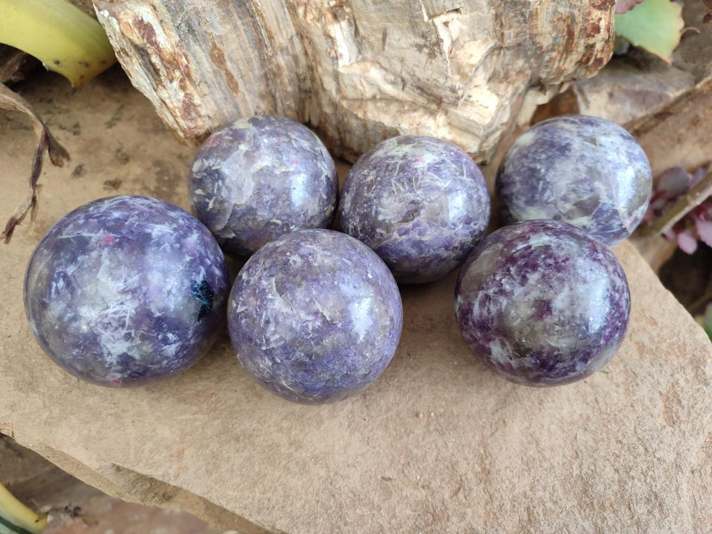 Polished Lepidolite Spheres x 6 From Ambatondrazaka, Madagascar - Toprock Gemstones and Minerals 