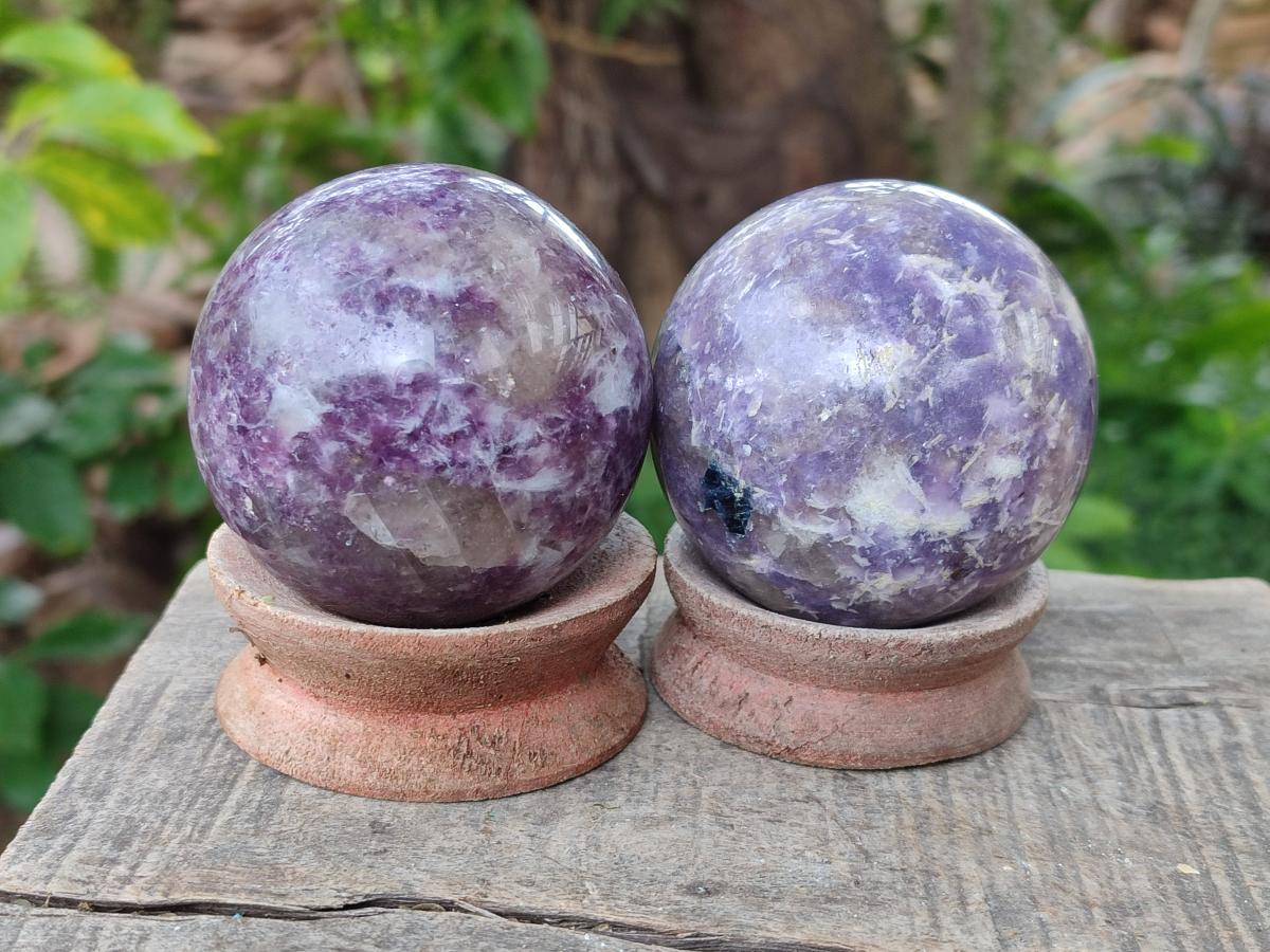 Polished Lepidolite Spheres x 6 From Ambatondrazaka, Madagascar - Toprock Gemstones and Minerals 