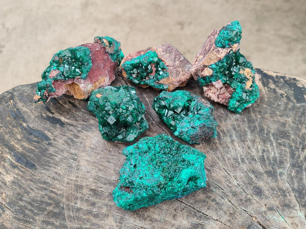 Natural Dioptase on Dolomite Specimens x 6 From Likasi, Congo - Toprock Gemstones and Minerals 
