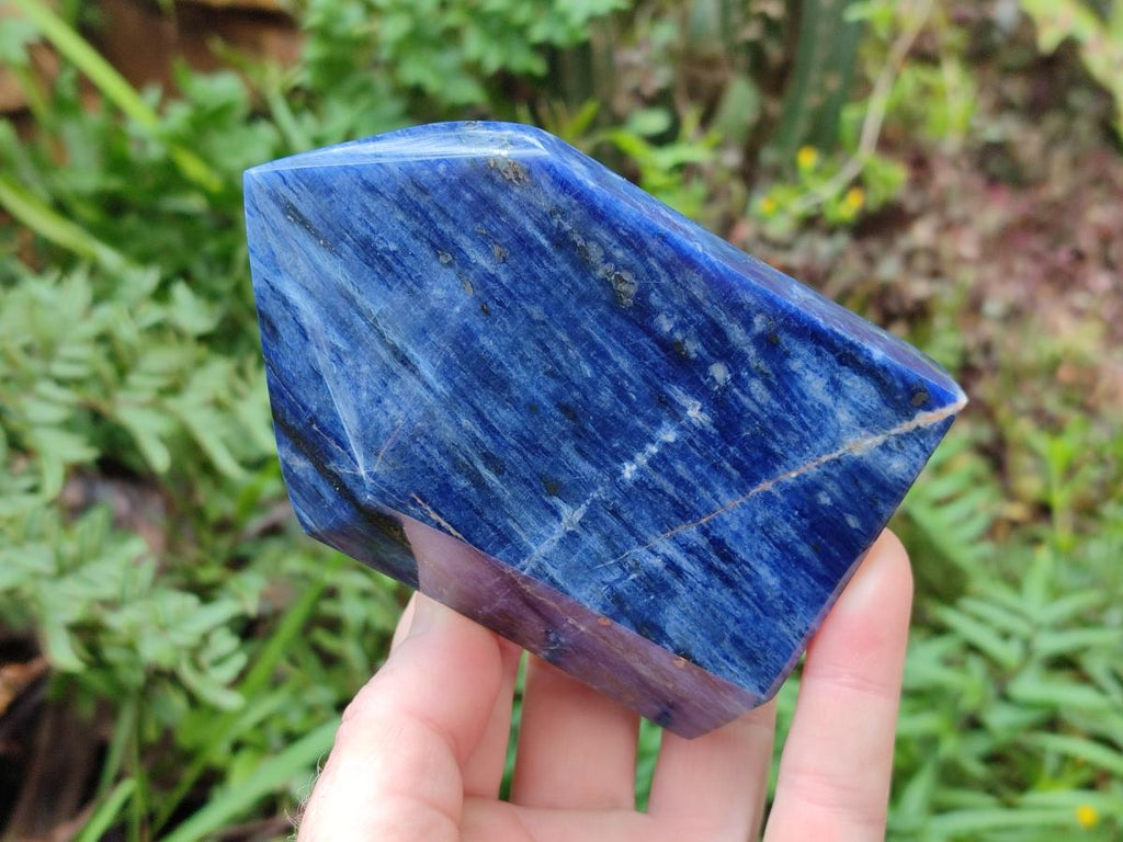 Polished Sodalite Crystal Points with Silver Hematite x 3 From Kunene River, Namibia - Toprock Gemstones and Minerals 