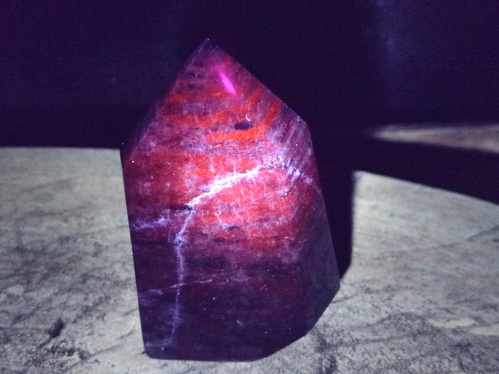 Polished Sodalite Crystal Points with Silver Hematite x 3 From Kunene River, Namibia - Toprock Gemstones and Minerals 