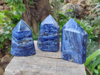 Polished Sodalite Crystal Points with Silver Hematite x 3 From Kunene River, Namibia - Toprock Gemstones and Minerals 