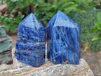 Polished Sodalite Crystal Points with Silver Hematite x 3 From Kunene River, Namibia - Toprock Gemstones and Minerals 
