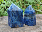 Polished Sodalite Crystal Points with Silver Hematite x 3 From Kunene River, Namibia - Toprock Gemstones and Minerals 
