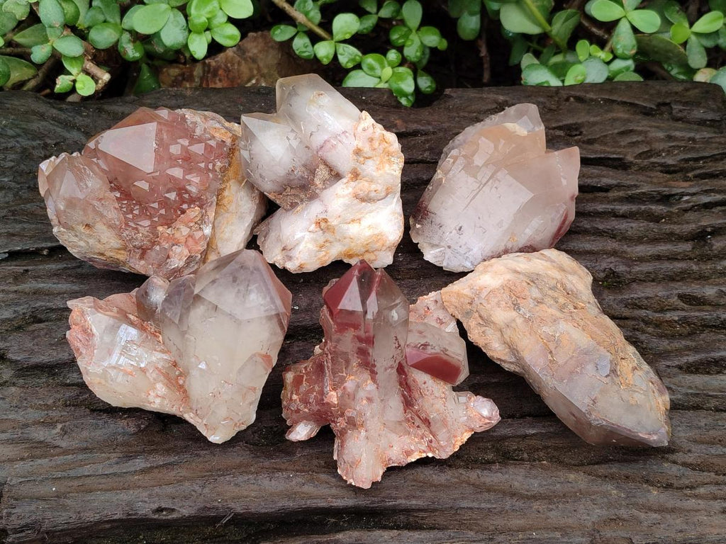Natural Red Hematoid Quartz Crystal Clusters x 6 From Karoi, Zimbabwe - Toprock Gemstones and Minerals 