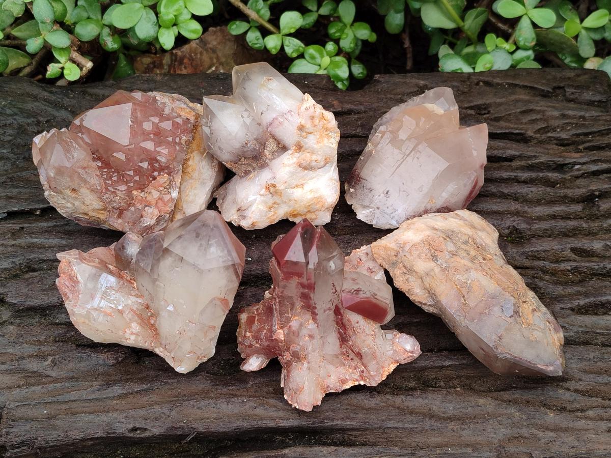 Natural Red Hematoid Quartz Crystal Clusters x 6 From Karoi, Zimbabwe - Toprock Gemstones and Minerals 