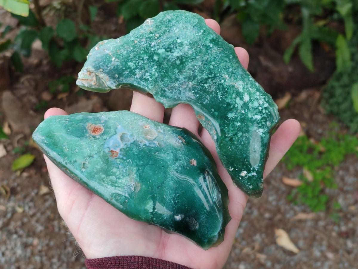 Polished On One Side Mtorolite Chrysoprase Plates x 6 From Mutorashanga, Zimbabwe - Toprock Gemstones and Minerals 