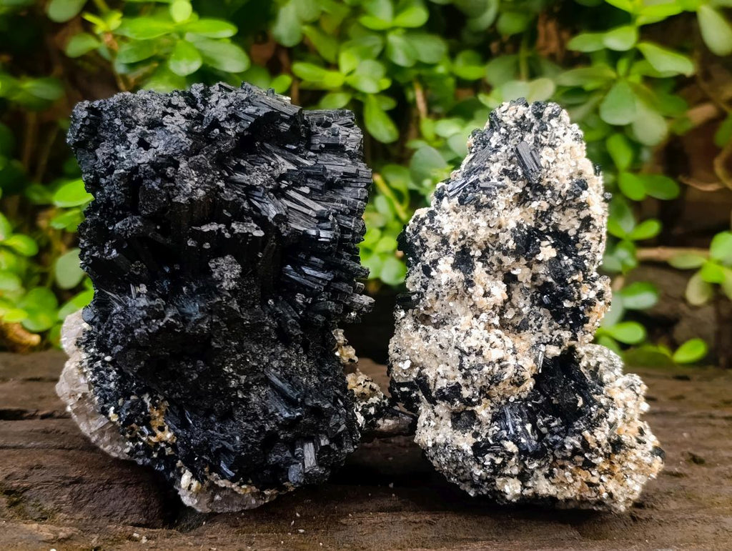 Natural Schorl Black Tourmaline with Silver Mica Specimens x 2 From Erongo, Namibia - Toprock Gemstones and Minerals 