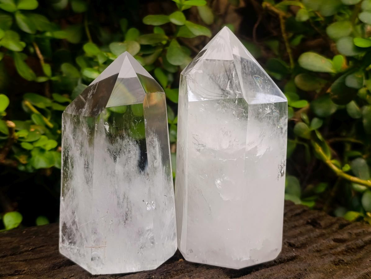 Polished Clear Quartz Display Crystals x 2 From Madagascar - Toprock Gemstones and Minerals 