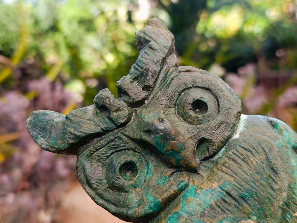 Hand Made Large Verdite Owl Carving x 1 From Zimbabwe - Toprock Gemstones and Minerals 