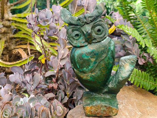Hand Made Large Verdite Owl Carving x 1 From Zimbabwe - Toprock Gemstones and Minerals 