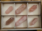 Polished Double Terminated Gemmy Rose Quartz Crystals x 6 From Madagascar - Toprock Gemstones and Minerals 