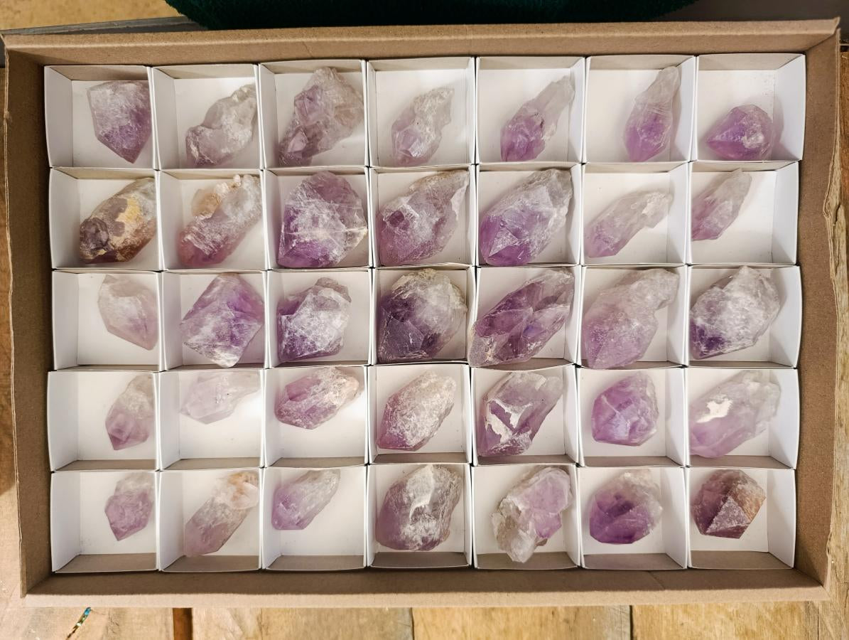 Natural Jacaranda Amethyst Single Crystals x 35 From Mumbwa, Zambia - Toprock Gemstones and Minerals 