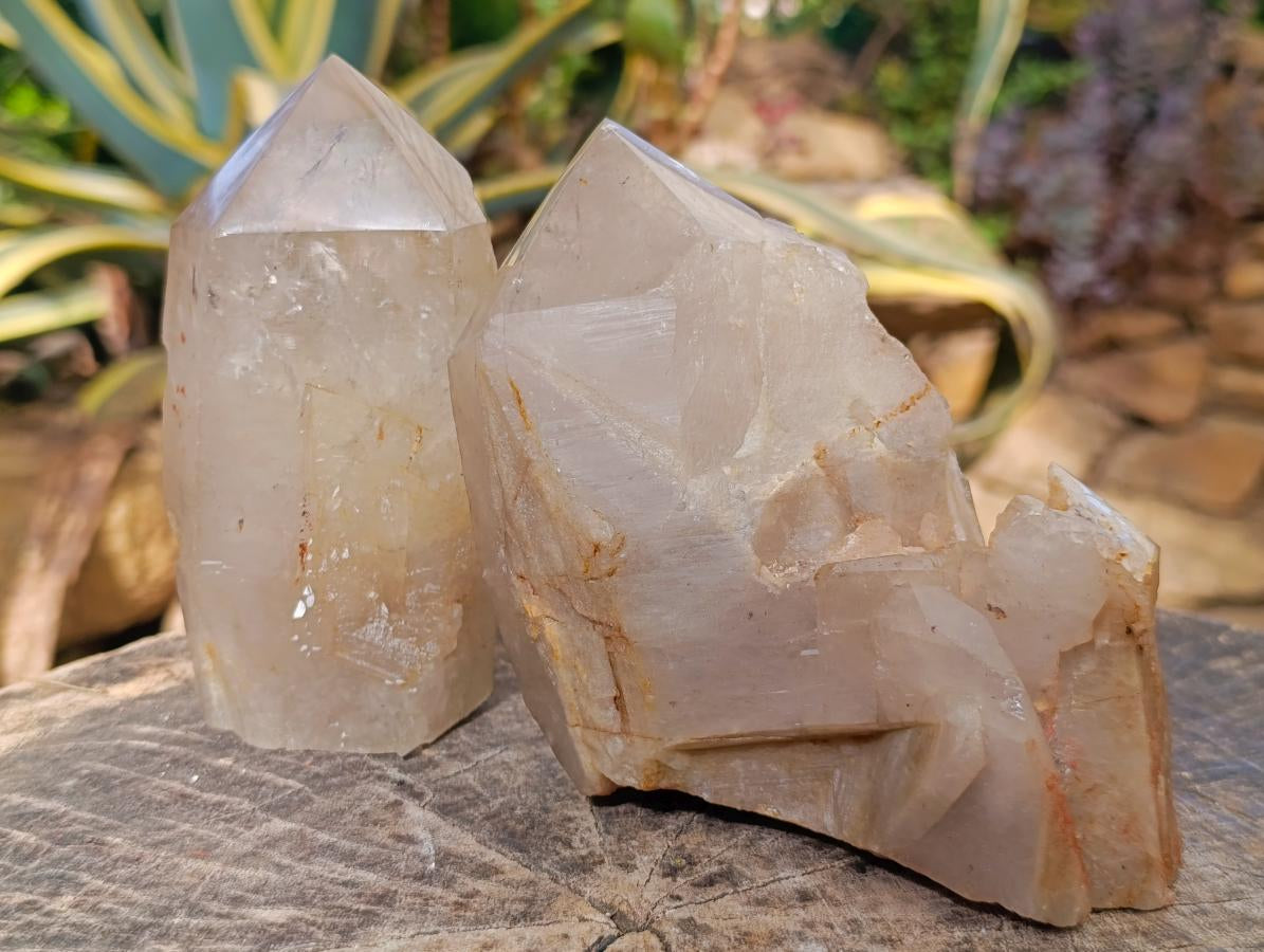 Polished On One Side Large Smokey Quartz Crystals x 3 From Angola - Toprock Gemstones and Minerals 