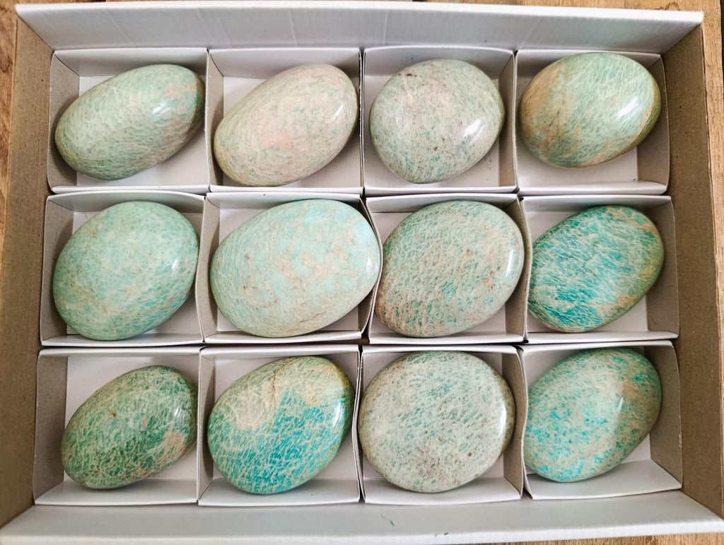 Polished Amazonite Free Forms x 12 From Zimbabwe - Toprock Gemstones and Minerals 