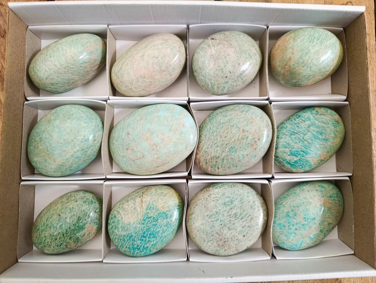 Polished Amazonite Free Forms x 12 From Zimbabwe - Toprock Gemstones and Minerals 