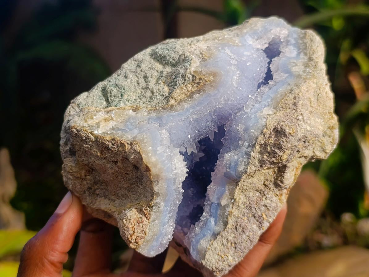 Natural Blue Lace Agate Geode Specimens x 3 From Nsanje, Malawi - Toprock Gemstones and Minerals 