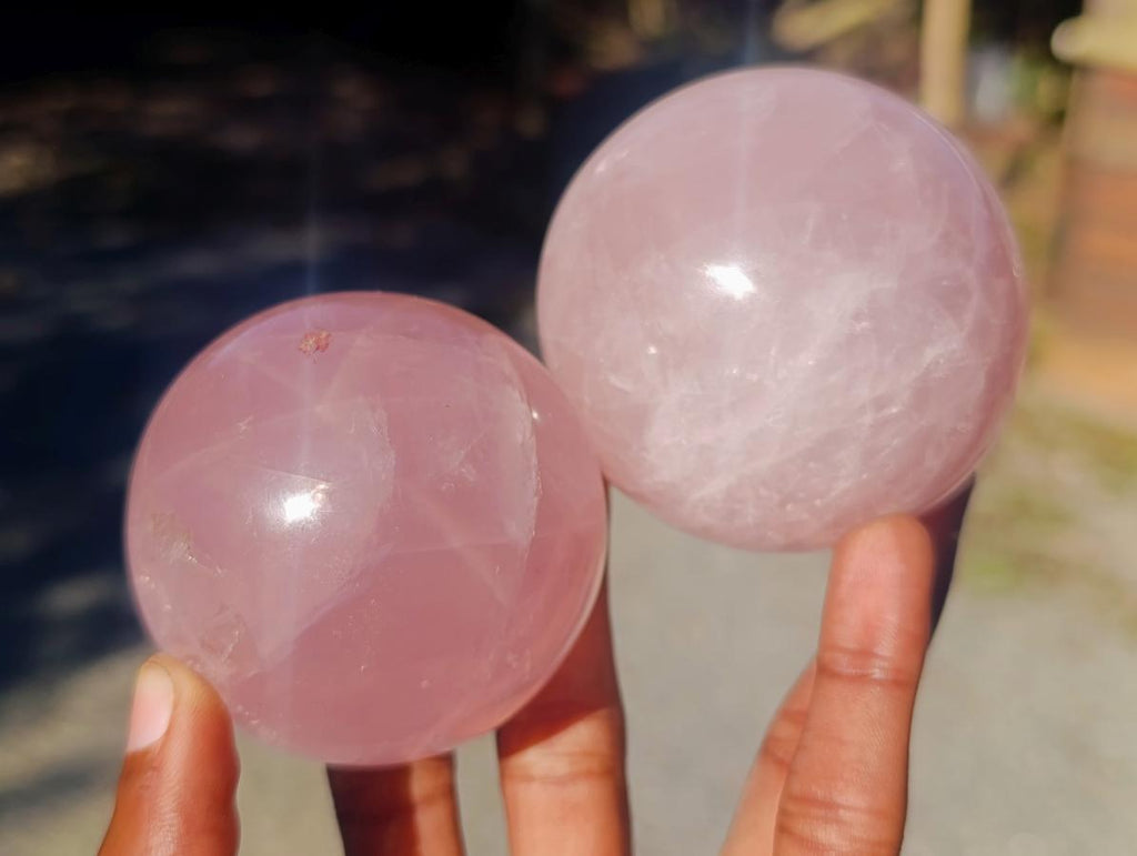Polished Gemmy Star Rose Quartz Spheres x 6 From Madagascar - Toprock Gemstones and Minerals 