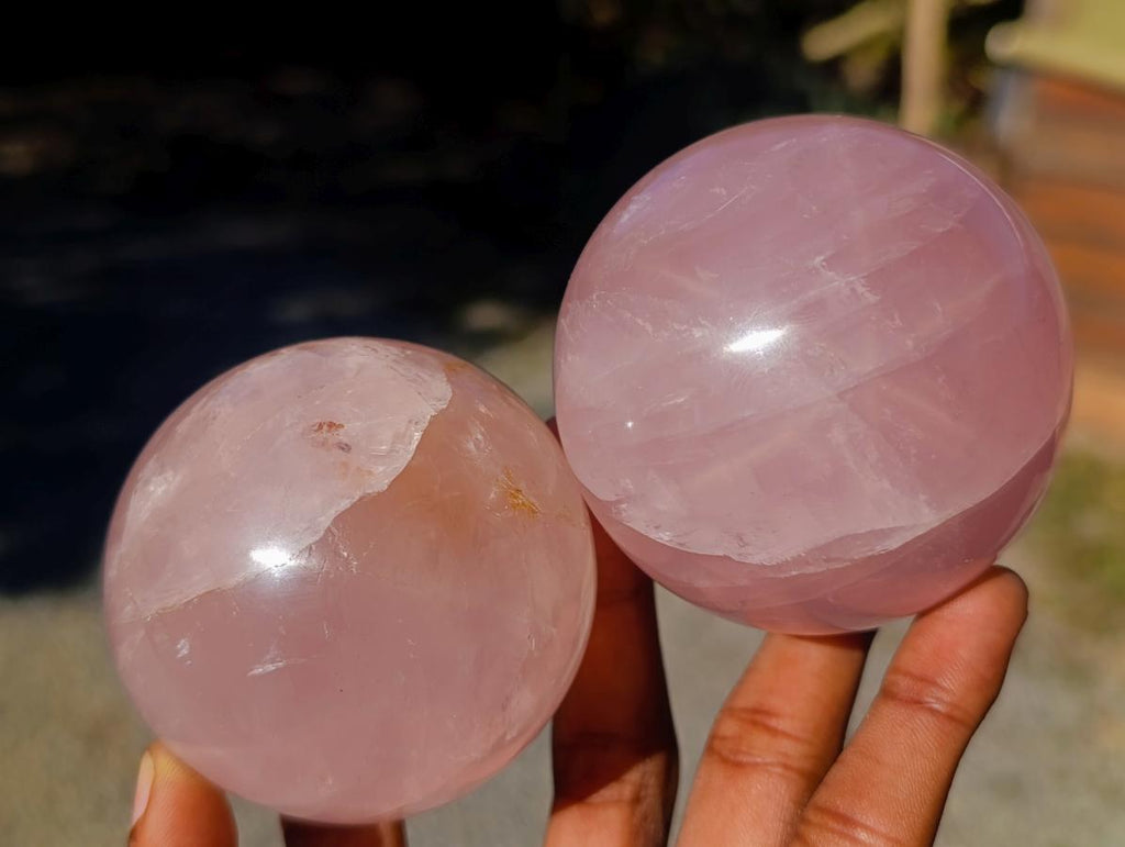 Polished Gemmy Star Rose Quartz Spheres x 6 From Madagascar - Toprock Gemstones and Minerals 