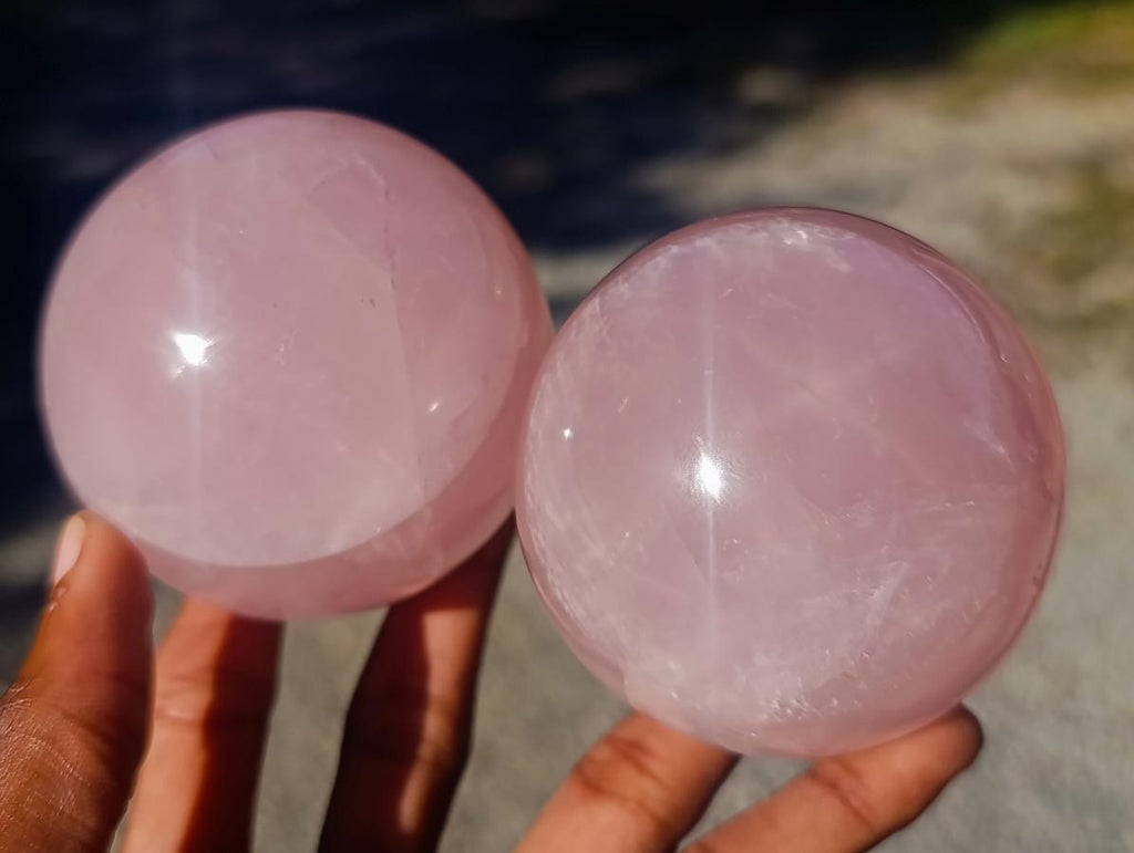 Polished Gemmy Star Rose Quartz Spheres x 6 From Madagascar - Toprock Gemstones and Minerals 