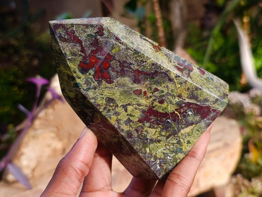 Polished Bastite Dragonsblood Stone Points x 2 From Tshipise, South Africa - Toprock Gemstones and Minerals 