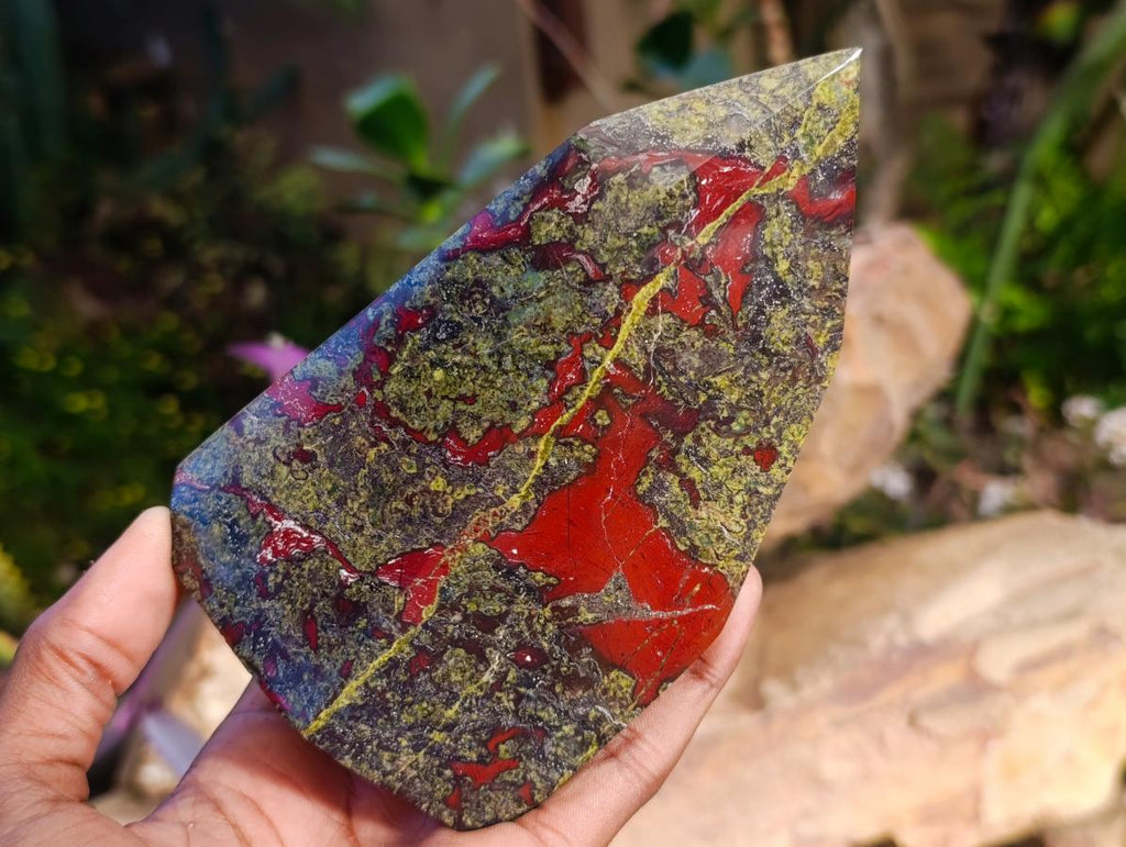 Polished Bastite Dragonsblood Stone Points x 2 From Tshipise, South Africa - Toprock Gemstones and Minerals 