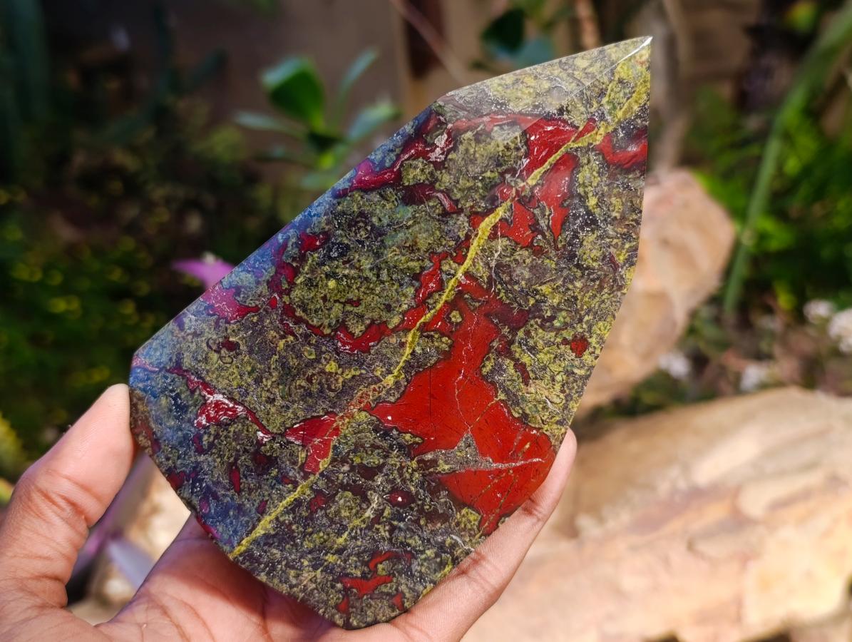 Polished Bastite Dragonsblood Stone Points x 2 From Tshipise, South Africa - Toprock Gemstones and Minerals 