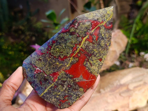 Polished Bastite Dragonsblood Stone Points x 2 From Tshipise, South Africa - Toprock Gemstones and Minerals 
