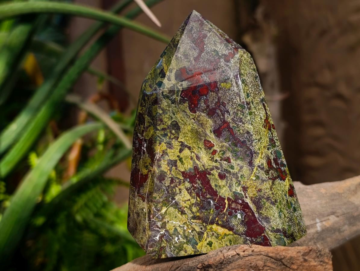 Polished Bastite Dragonsblood Stone Points x 2 From Tshipise, South Africa - Toprock Gemstones and Minerals 