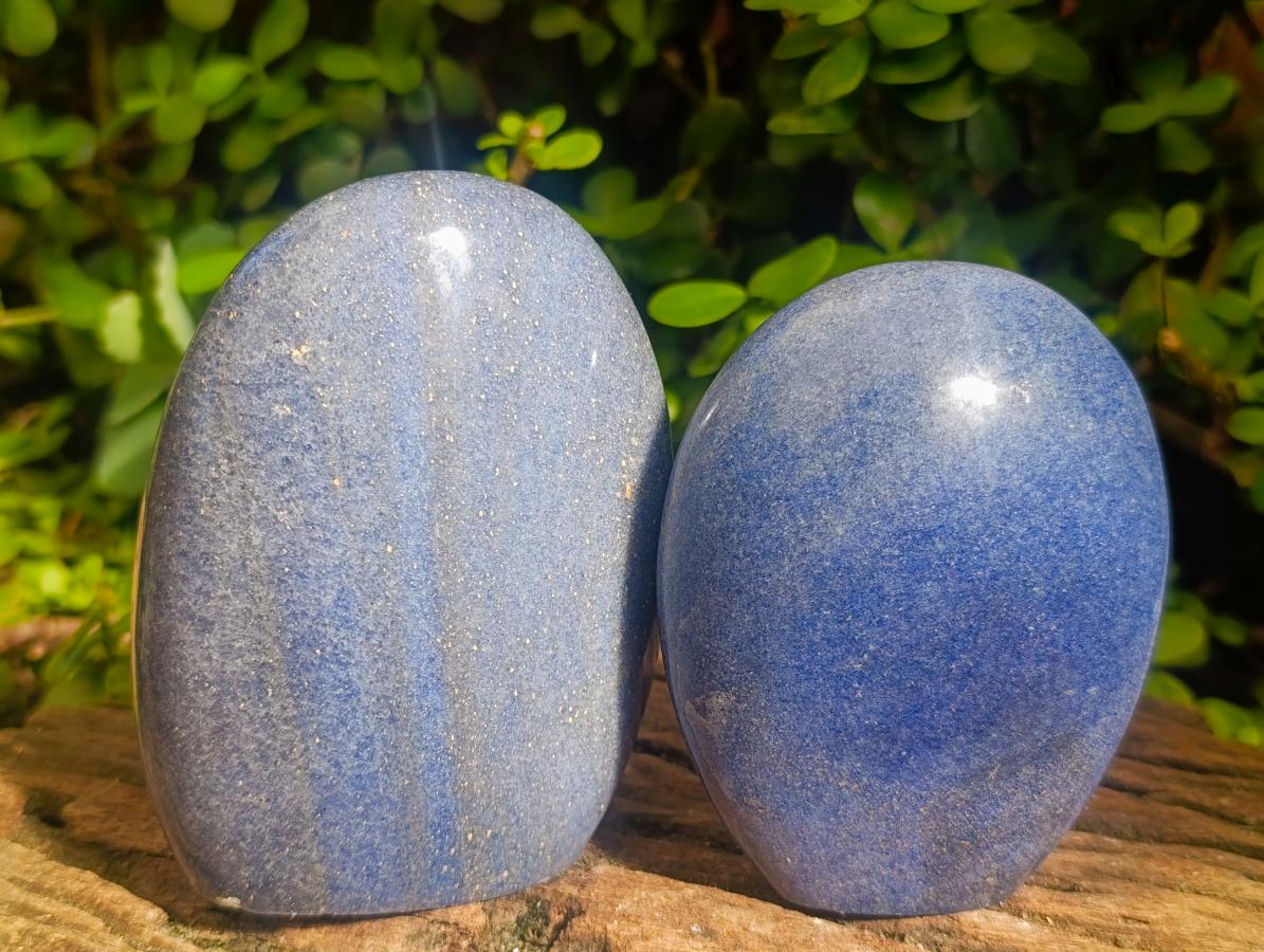 Polished Lazulite Standing Display Pieces x 2 From Madagascar - Toprock Gemstones and Minerals 