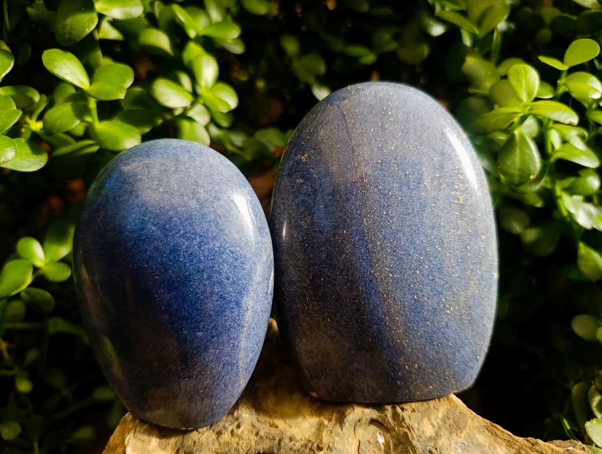 Polished Lazulite Standing Display Pieces x 2 From Madagascar - Toprock Gemstones and Minerals 