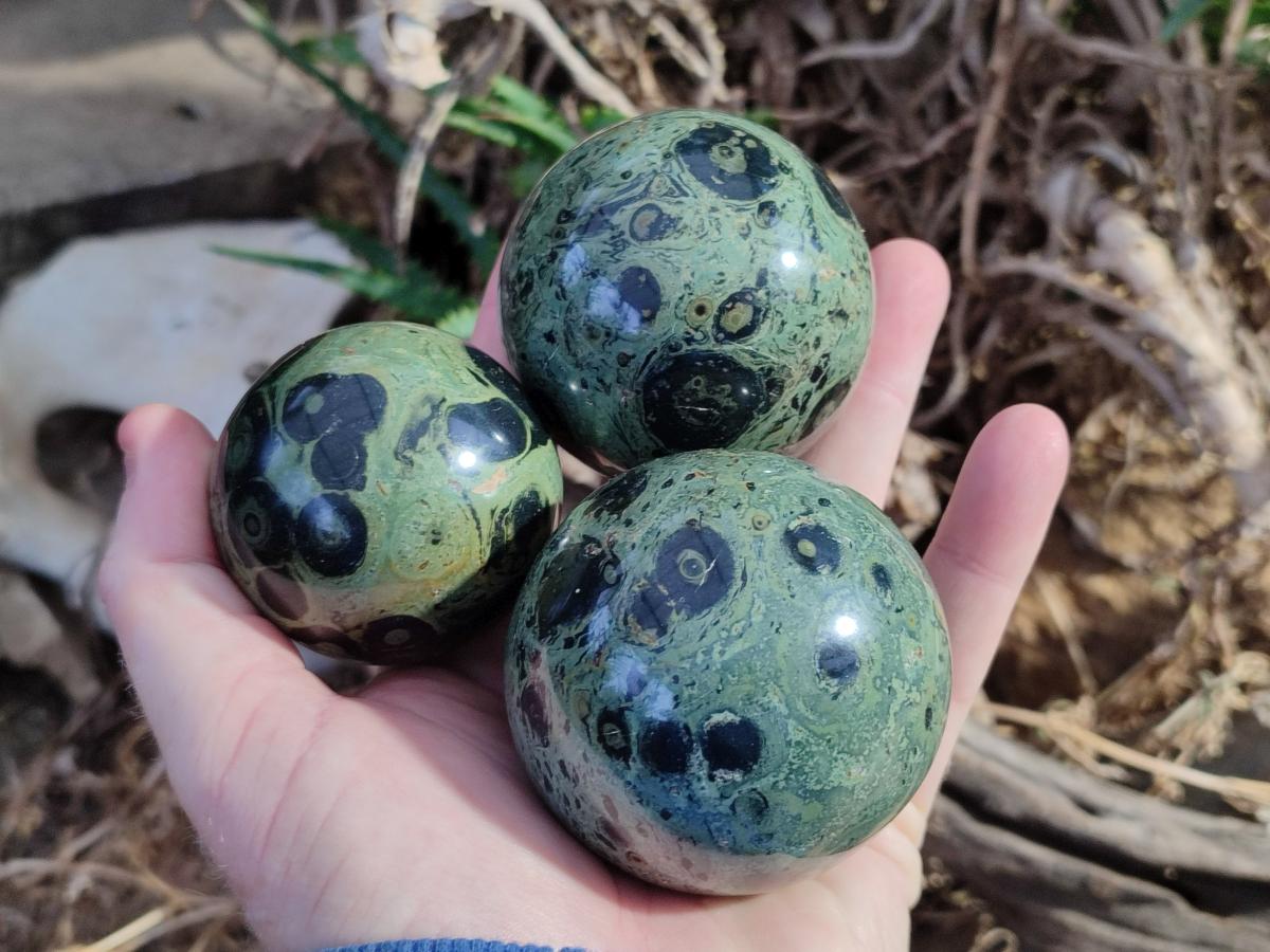 Polished Stromatolite Spheres x 6 From Katsepy, Madagascar - Toprock Gemstones and Minerals 