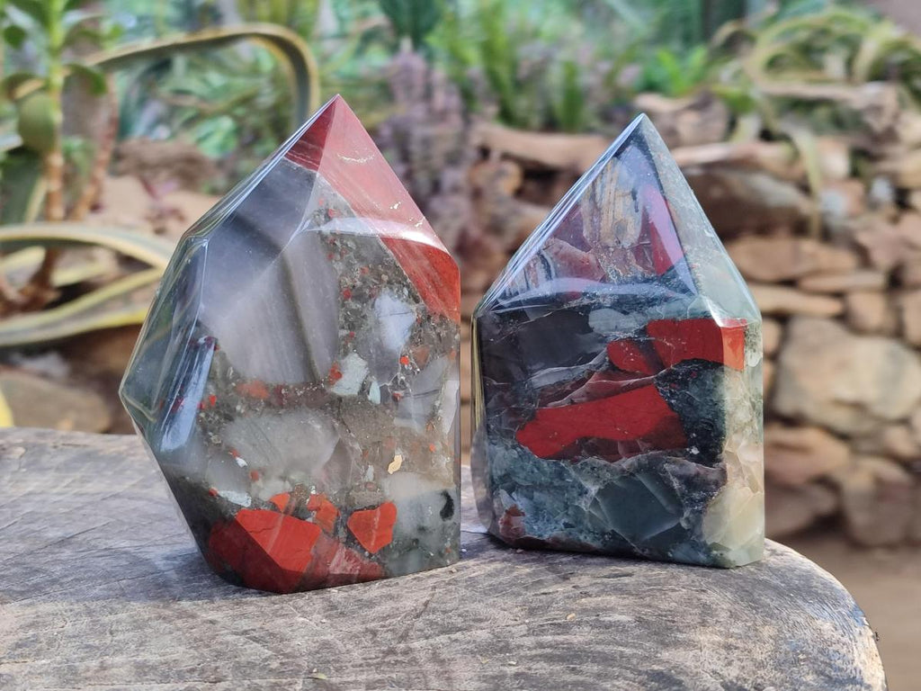 Polished Bloodstone Display Crystal Points x 2 From Swaziland - Toprock Gemstones and Minerals 