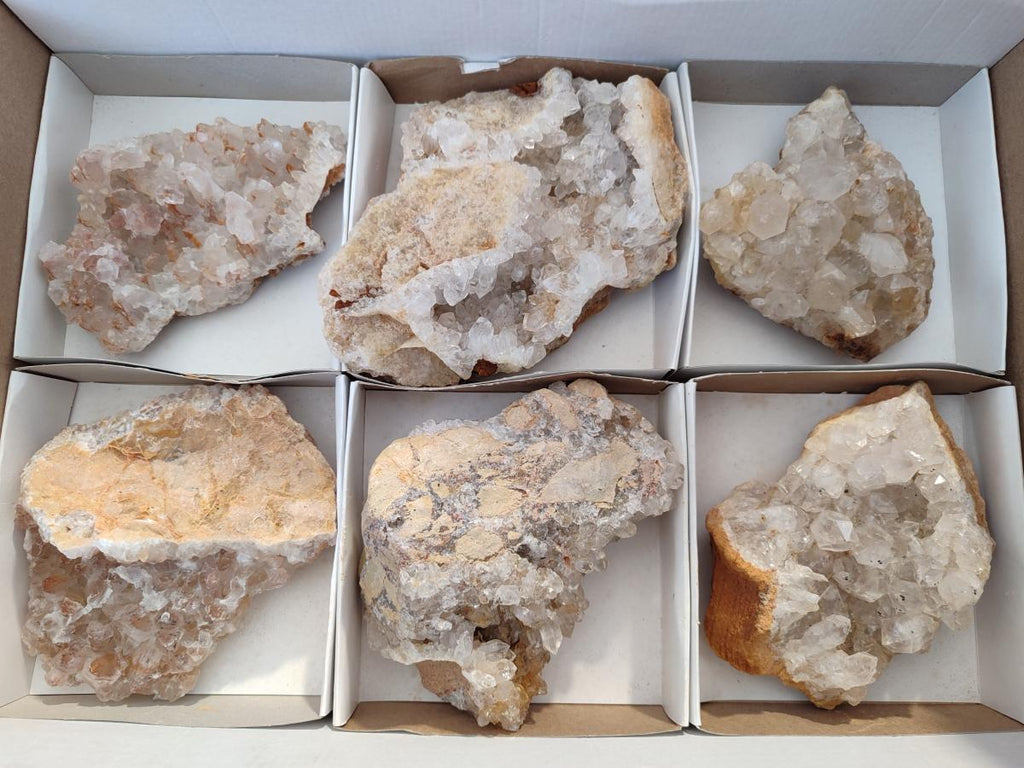 Natural Golden Limonite Quartz Clusters x 6 From Solwezi, Zambia - Toprock Gemstones and Minerals 