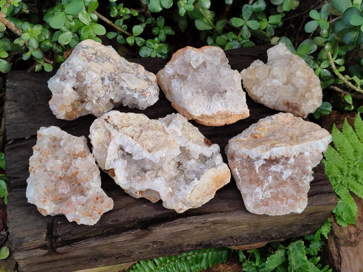 Natural Golden Limonite Quartz Clusters x 6 From Solwezi, Zambia - Toprock Gemstones and Minerals 