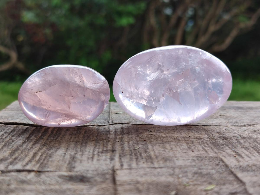 Polished Gemmy Rose Quartz Palm Stones x 24 From Madagascar - Toprock Gemstones and Minerals 