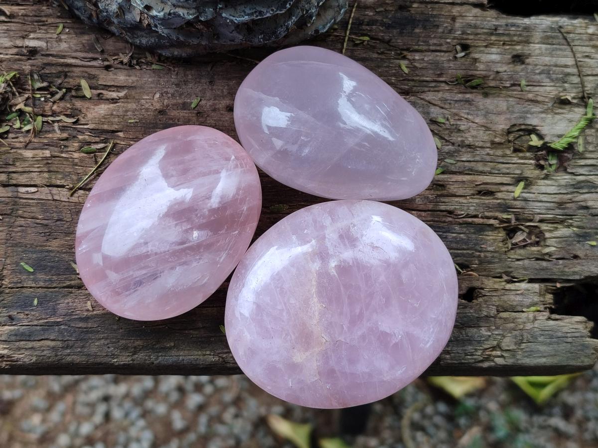 Polished Gemmy Rose Quartz Palm Stones x 24 From Madagascar - Toprock Gemstones and Minerals 