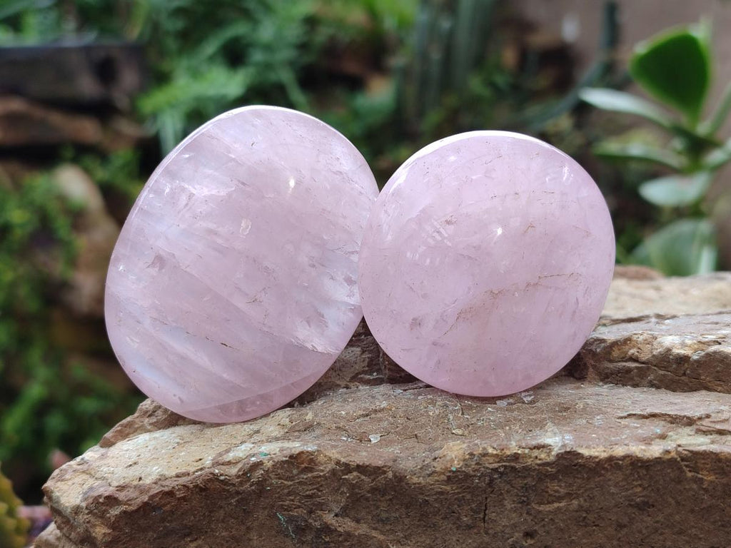 Polished Gemmy Rose Quartz Palm Stones x 24 From Madagascar - Toprock Gemstones and Minerals 