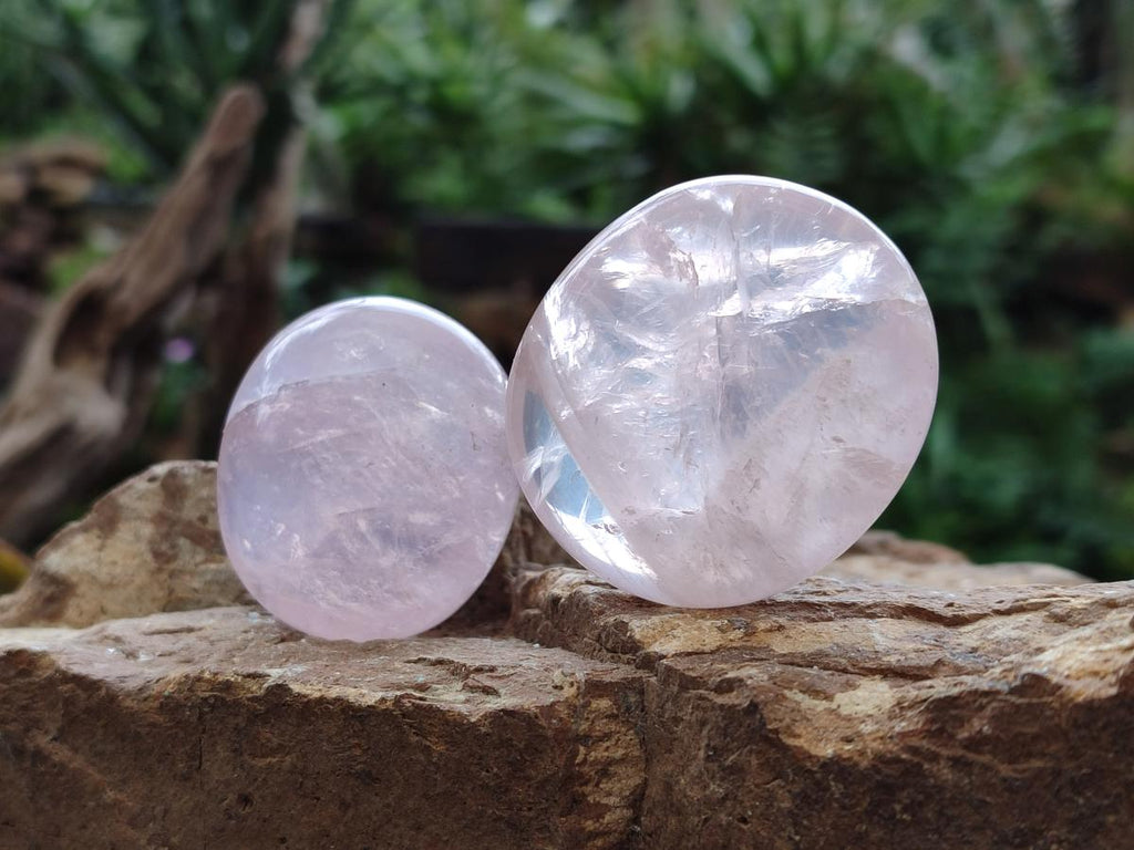 Polished Gemmy Rose Quartz Palm Stones x 24 From Madagascar - Toprock Gemstones and Minerals 