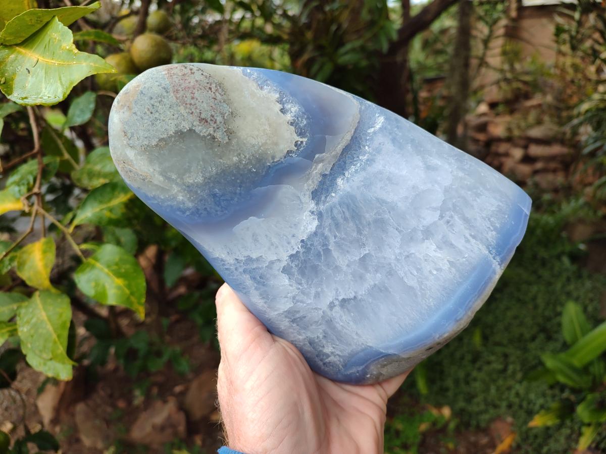 Polished Large Blue Lace Agate Standing Display Piece x 1 From Nsanje, Malawi - Toprock Gemstones and Minerals 