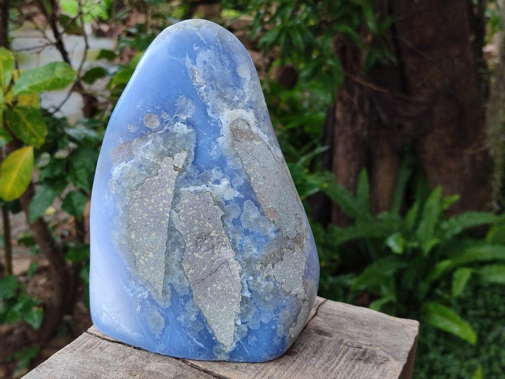 Polished Large Blue Lace Agate Standing Display Piece x 1 From Nsanje, Malawi - Toprock Gemstones and Minerals 