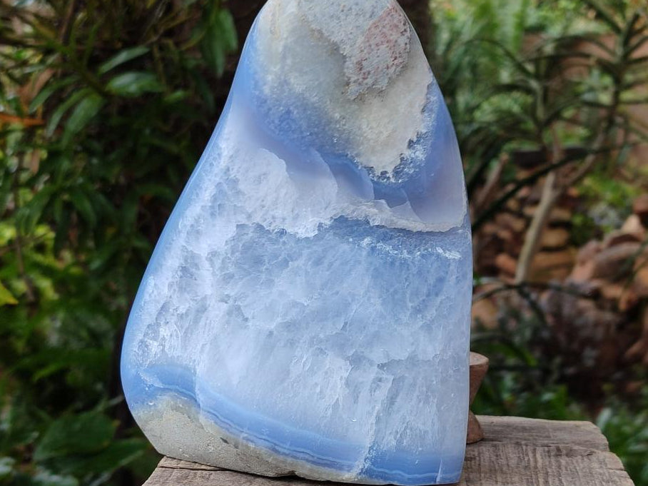 Polished Large Blue Lace Agate Standing Display Piece x 1 From Nsanje, Malawi - Toprock Gemstones and Minerals 