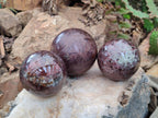 Polished Garnet Spheres x 3 From Mahajanga, Madagascar - Toprock Gemstones and Minerals 