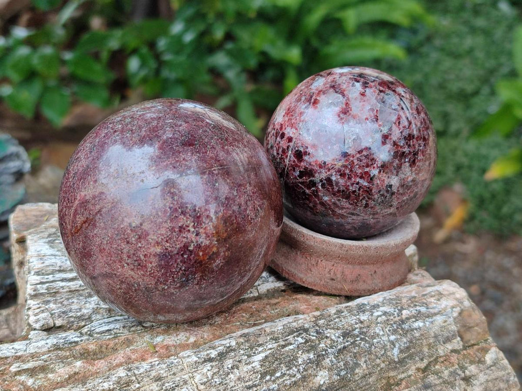 Polished Garnet Spheres x 3 From Mahajanga, Madagascar - Toprock Gemstones and Minerals 