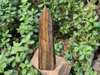 Polished Golden Tigers Eye Point and Tower x 2 From Prieska, South Africa - Toprock Gemstones and Minerals 