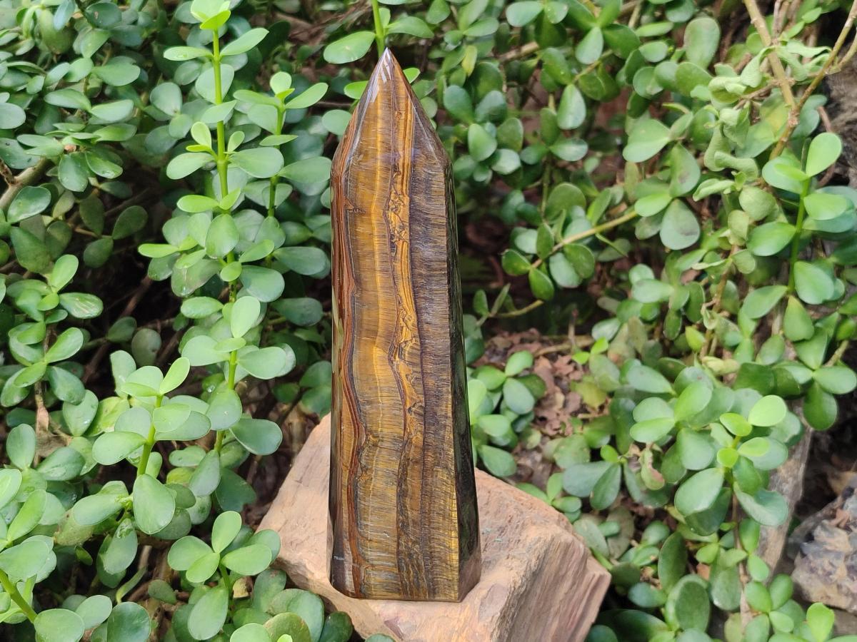 Polished Golden Tigers Eye Point and Tower x 2 From Prieska, South Africa - Toprock Gemstones and Minerals 