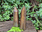 Polished Golden Tigers Eye Point and Tower x 2 From Prieska, South Africa - Toprock Gemstones and Minerals 