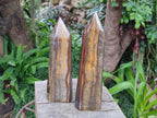 Polished Golden Tigers Eye Point and Tower x 2 From Prieska, South Africa - Toprock Gemstones and Minerals 