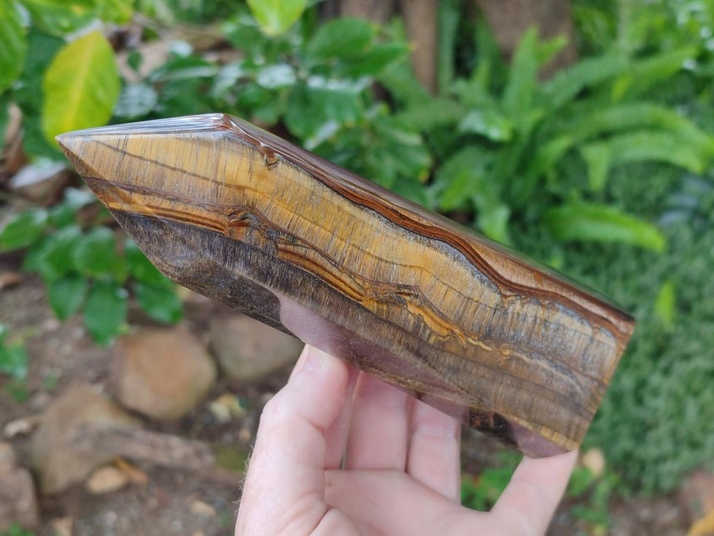 Polished Golden Tigers Eye Point and Tower x 2 From Prieska, South Africa - Toprock Gemstones and Minerals 